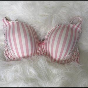 Victoria's Secret Bra 36DD Lined Demi Stripes Pink